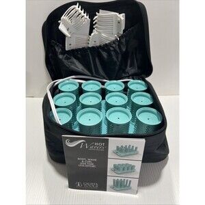 Calista Tools Set Of 12 Hot Wavers Heated Rollers Curlers & Clips BHTW003 W/ Bag